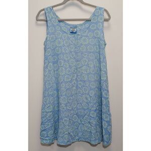 Women small artisan shift dress funky hippie kudnadi   blue art to wear pockets